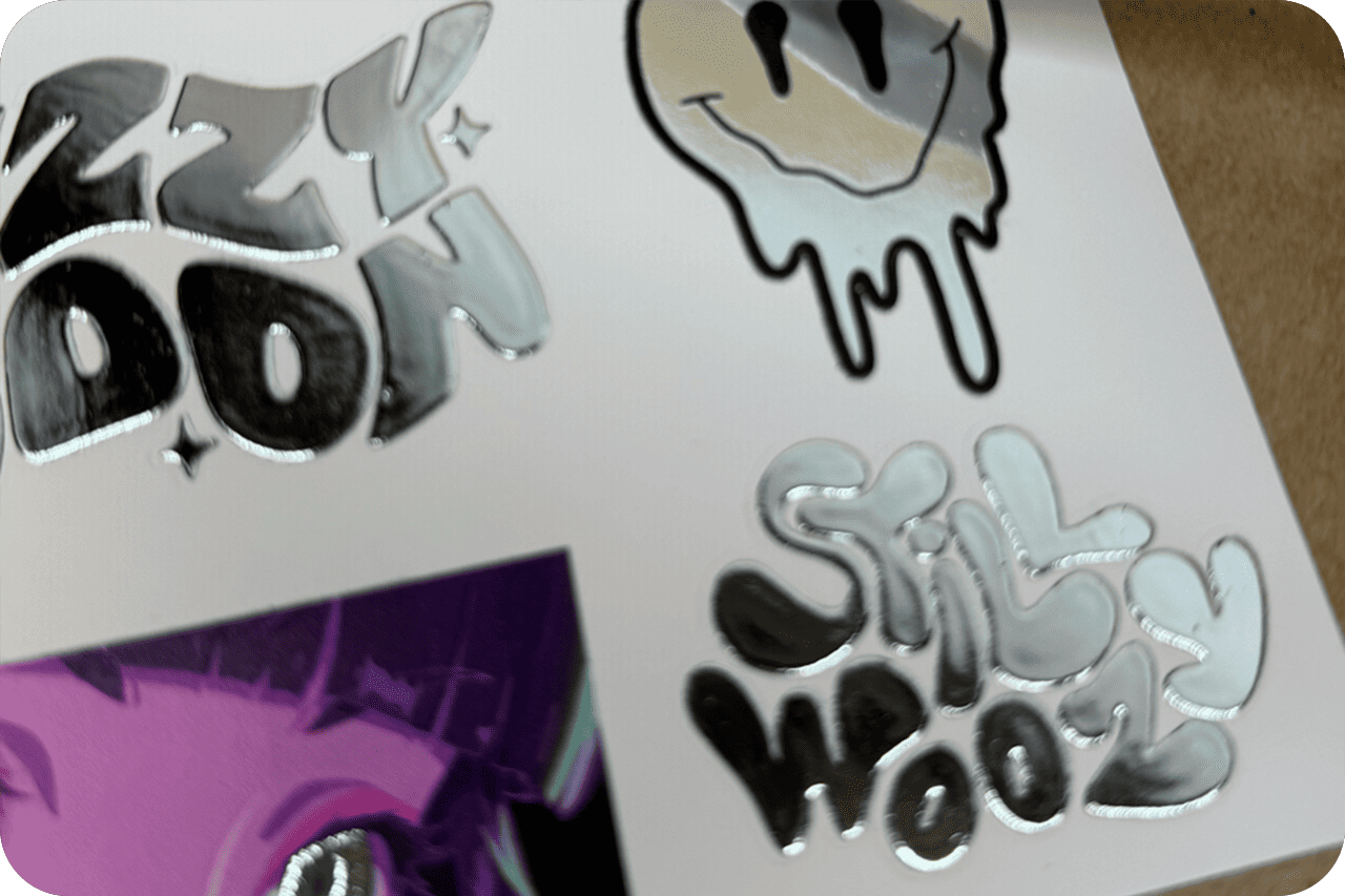 Печать серебренных наклеек